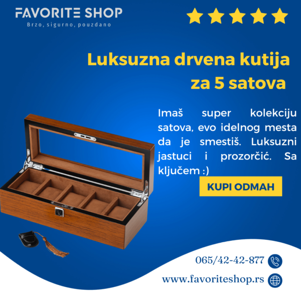 Luksuzna drvena kutija za 5 satova